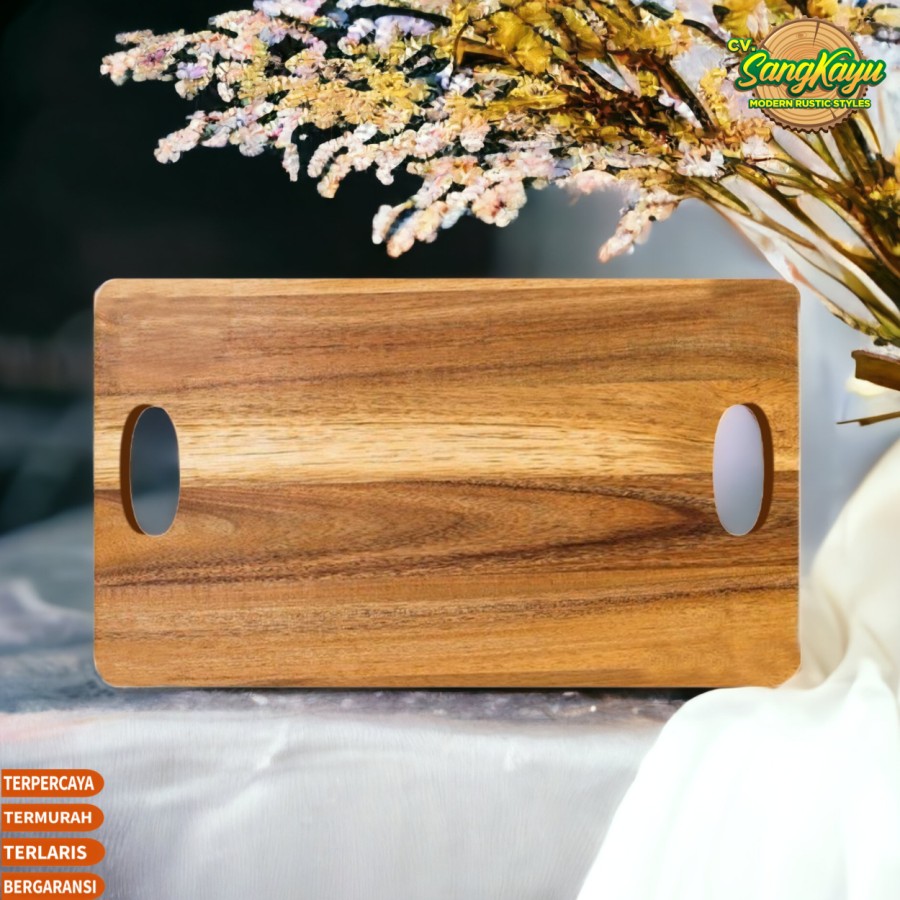 Nampan Kayu Jati X Cm Teak Wood Wooden Tray Simple Elegant Sangkayu