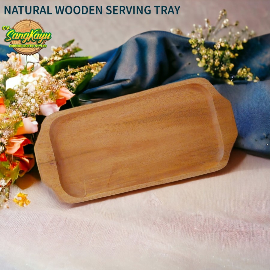 Nampan Kayu Alami Baki Natural Wooden Tray Nampan Saji Piring Saji