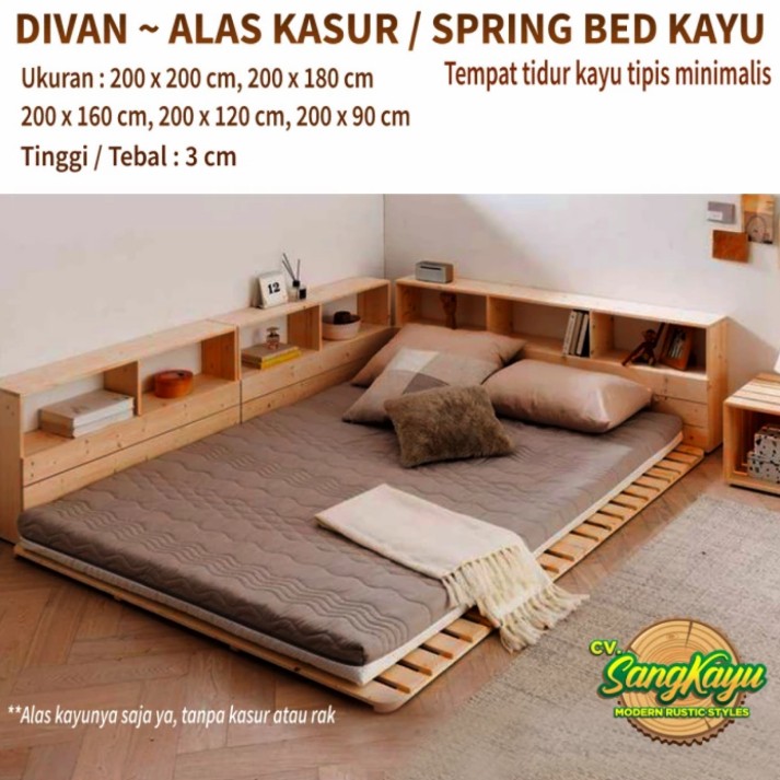 Dipan Tempat Tidur Minimalis Divan Alas Matras Kasur Spring Bed Kayu