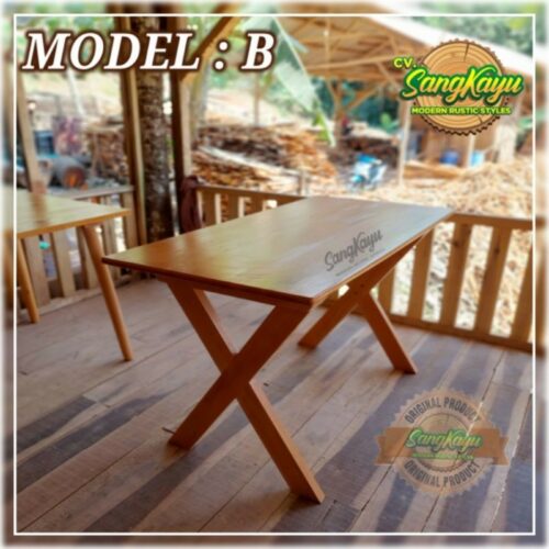 Meja Kayu Minimalis Meja Kerja Kayu Belajar Wooden Table ~ Model B ...